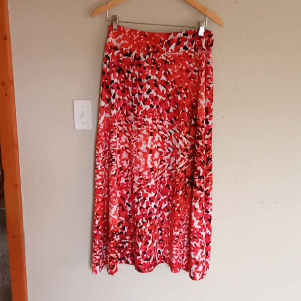 Pink Black White Print Maxi Skirt